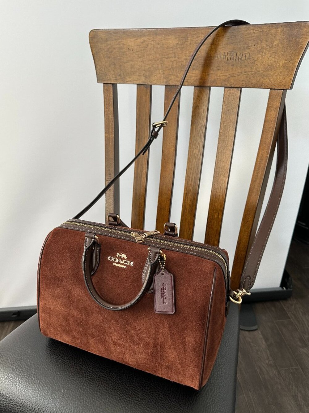 Coach Rowan Large Vintage Brown Suede Shoulder/Satchel Bag Style #F2522-CCC79